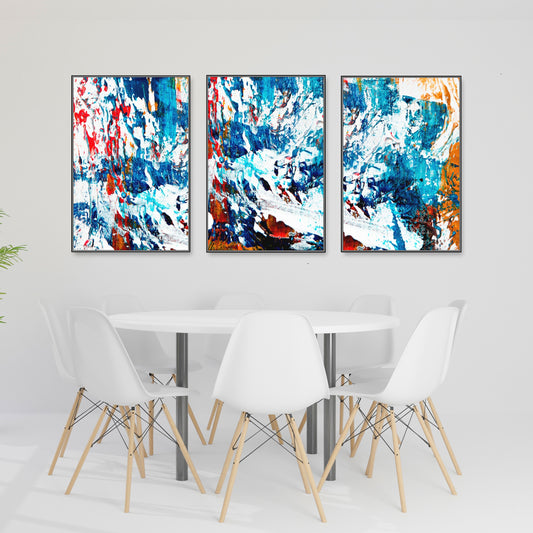 Abstrakte Wandkunst, moderne Wandkunst, Leinwand, abstraktes dekoratives Geschenk, druckbare Wandkunst, 3er-Set, abstraktes Gemälde, blaue Leinwand-Wandkunst