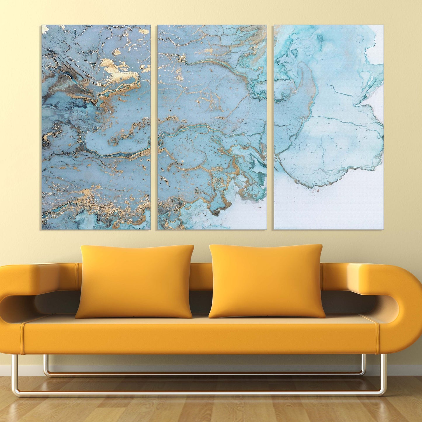 Blaue Marmor Wandkunst Fluid abstrakter Druck Abstrakte Wandkunst Gemälde auf Leinwand Home Wanddekoration Gold Marmor Wandkunst Multi Panel Wandkunst