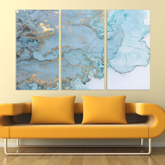 Blaue Marmor Wandkunst Fluid abstrakter Druck Abstrakte Wandkunst Gemälde auf Leinwand Home Wanddekoration Gold Marmor Wandkunst Multi Panel Wandkunst