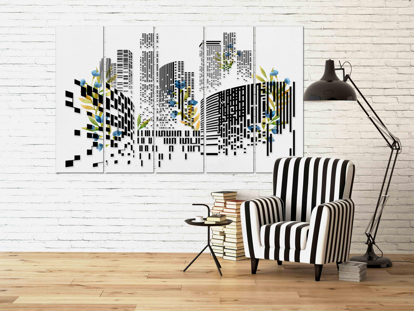 Trendige Wandkunst, Stadtwandkunst, mehrteilige Kunst, abstrakte Wandkunstgemälde auf Leinwand, extra große Wandkunst, Wohnwanddekoration