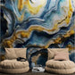 Extra large abstract wallpaper, 3d effect wallpaper mural, blue and yellow wall mural, removable wallpaper, accent wall mural