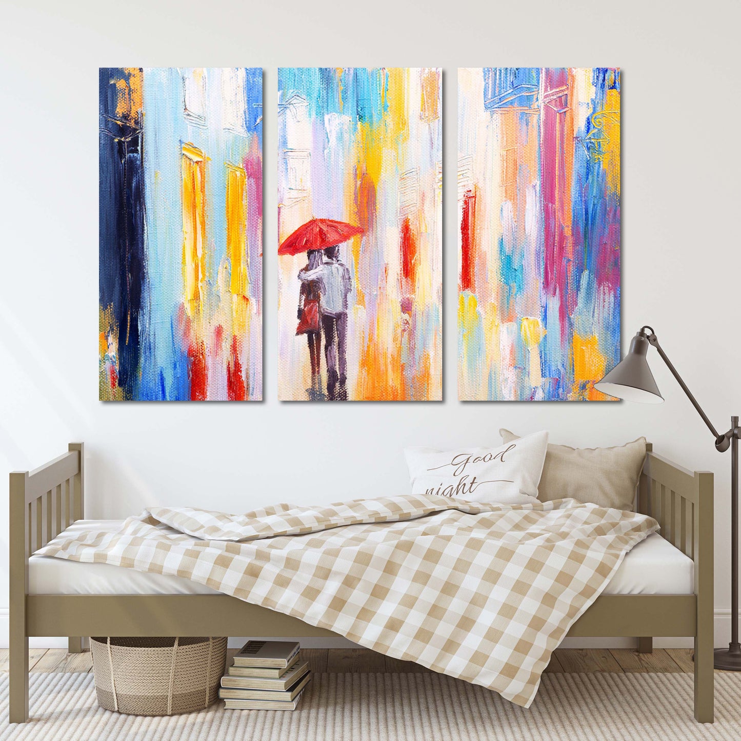 Abstraktes Liebespaar-Kunstwerk, Liebes-Wandbilder auf Leinwand, rote Regenschirmkunst, Valentinstagsgeschenk, druckbare abstrakte Kunstdrucke