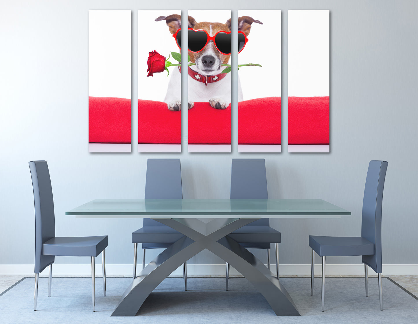 Liebes-Wandbilder auf Leinwand, Valentinstagsgeschenk, Liebesbild, Haustiergemälde, Valentinstagshund, Herz-Wanddekor, Rotes Herz-Wandbild