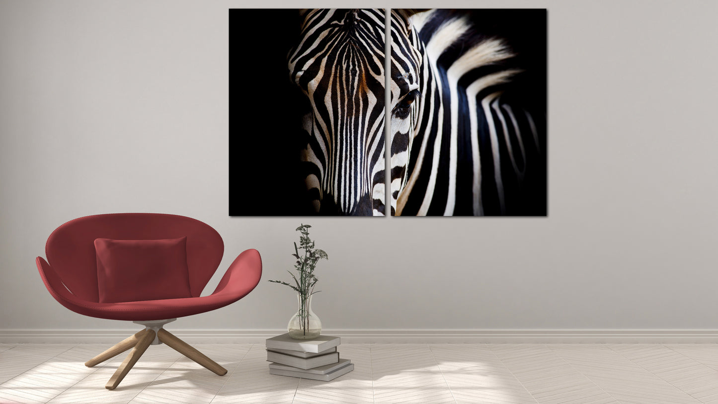 Zebra-Wandkunst, Schwarz-Weiß-Kunst, Wildtier-Wandkunst, Leinwandgemälde, zeitgenössische Kunst, Wohnzimmerkunst, extra große Wandkunst