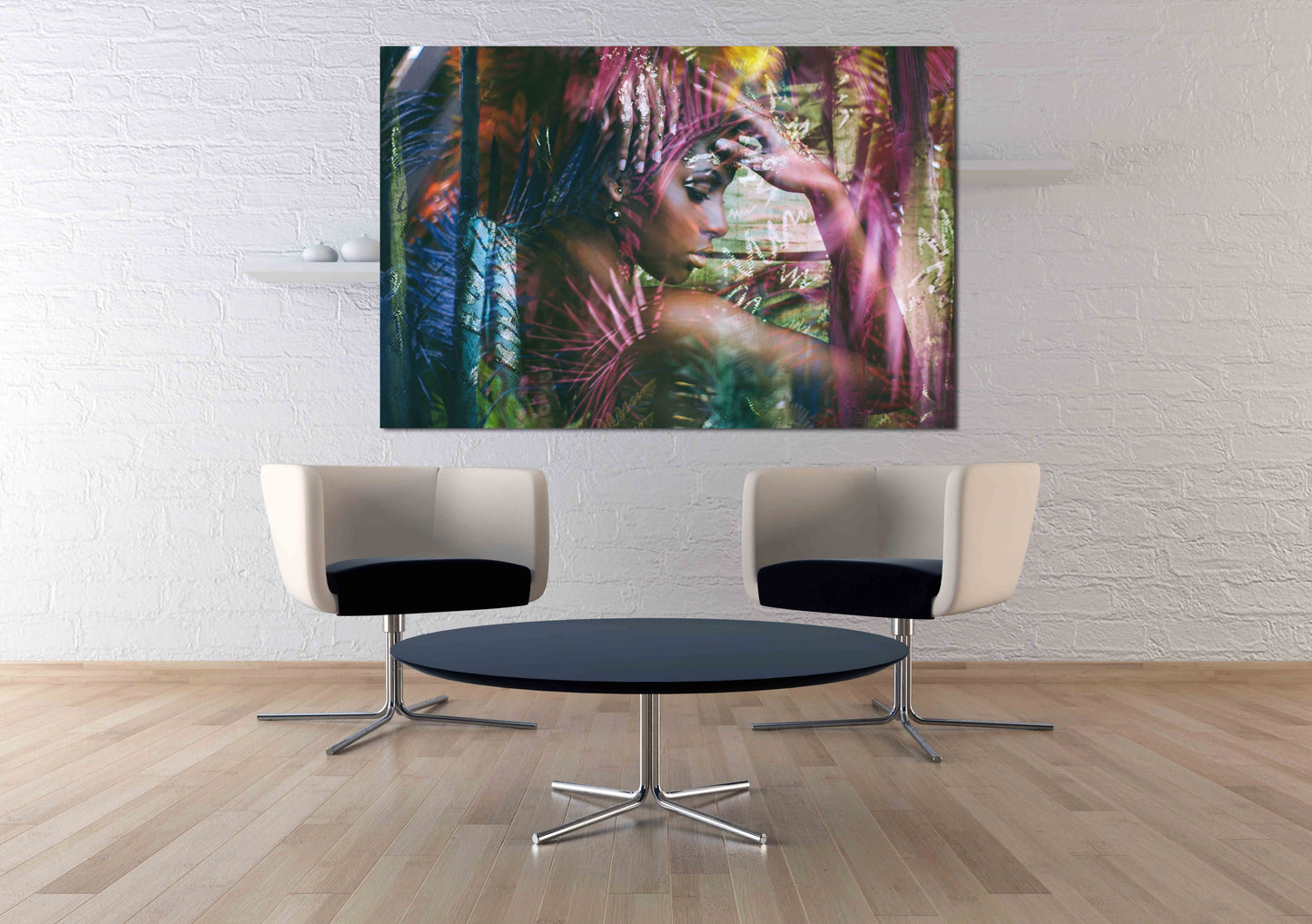 Afroamerikanische Wandkunst Schwarze Frau Wandkunst Afro Frau Abstraktes afrikanisches Leinwandbild Große Wandkunst Trendy Wandkunst