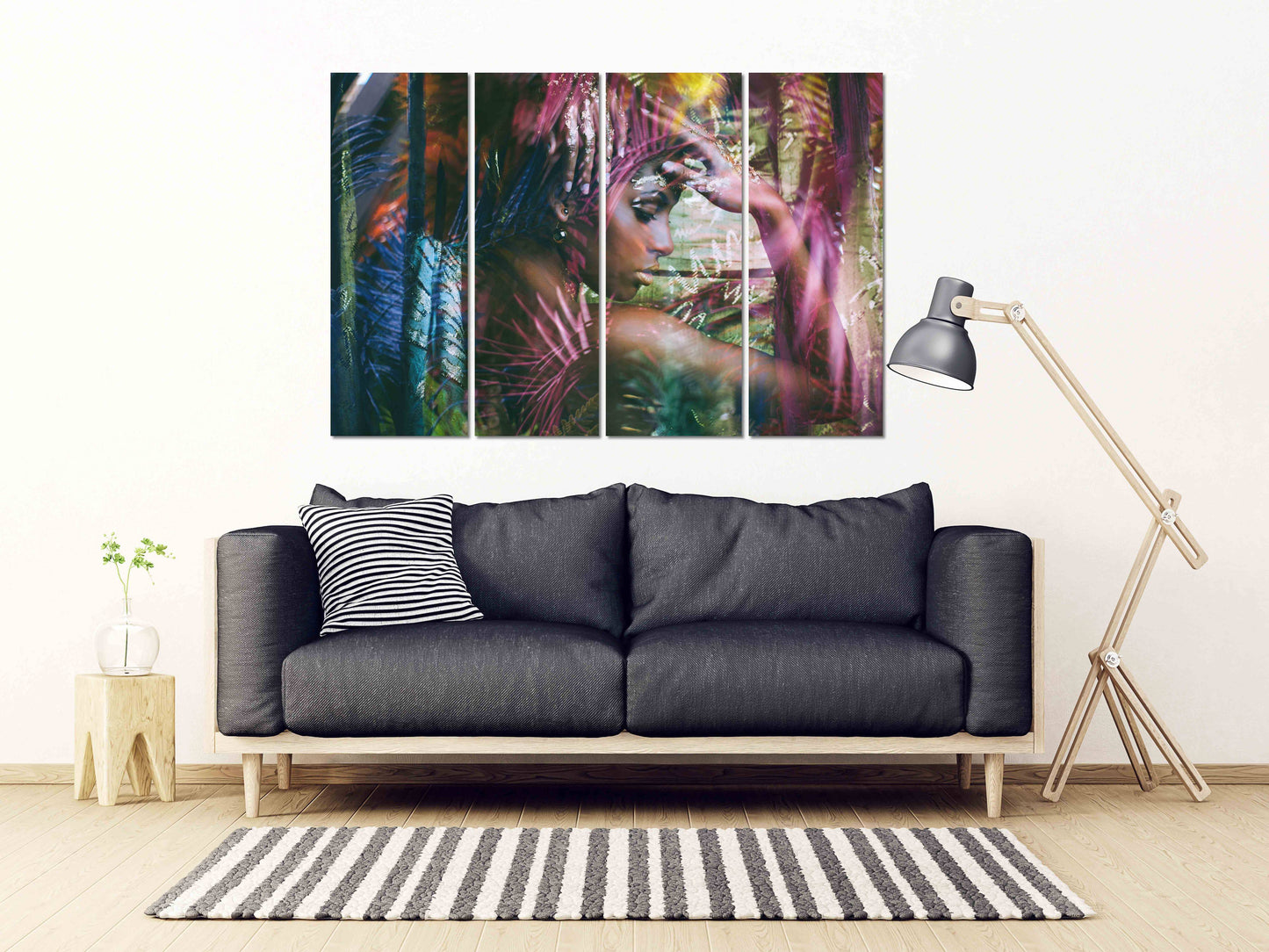 Afroamerikanische Wandkunst Schwarze Frau Wandkunst Afro Frau Abstraktes afrikanisches Leinwandbild Große Wandkunst Trendy Wandkunst