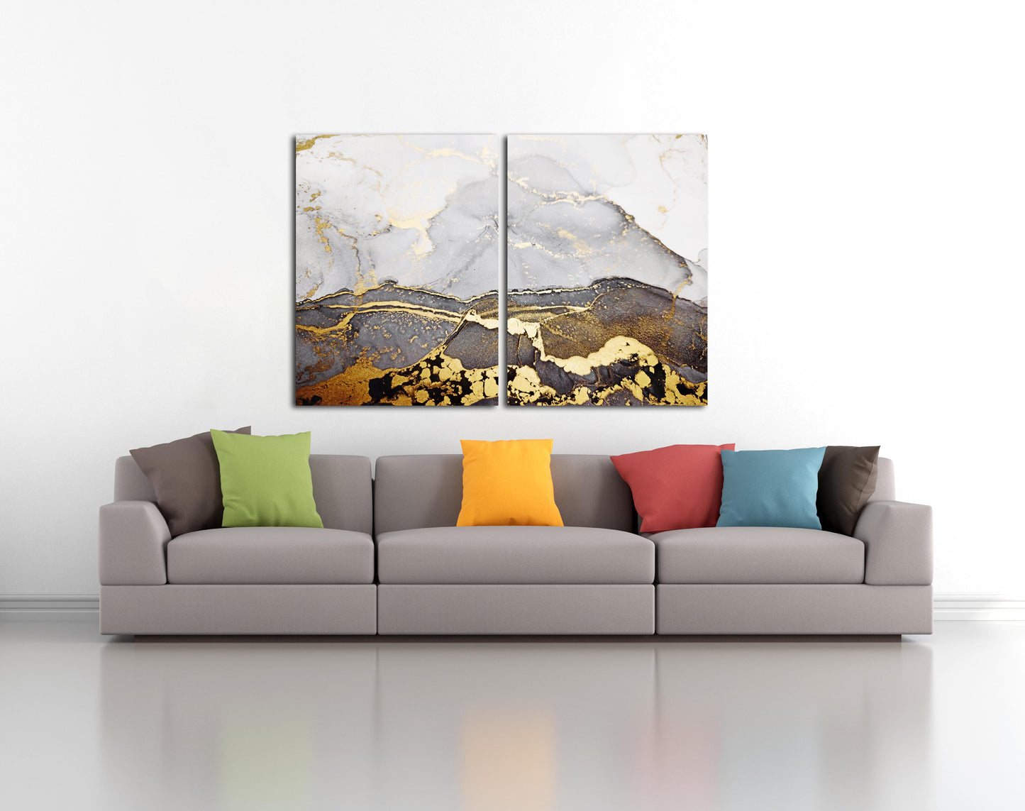 Gold- und schwarze Wandkunst Marmor Wanddekoration, Marmor Leinwand abstrakt, Abstrakte Wandkunst Gemälde auf Leinwand, ästhetische Raumdekoration Marmor Leinwand