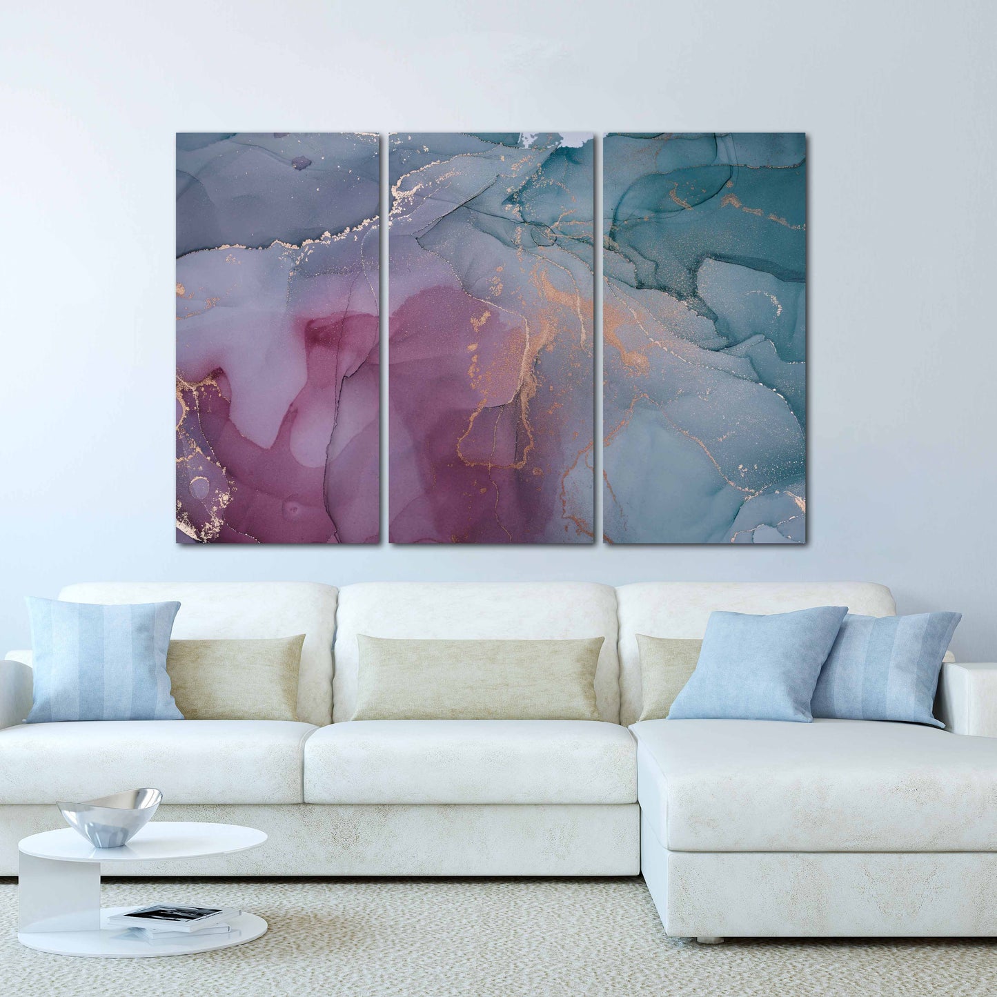 Blaue Marmor Wandkunst Abstrakte Wandkunst Gemälde auf Leinwand, Wohnwanddekoration, Leinwandgemälde, Geschenk zur Wohnungserwärmung, mehrteilige Wandkunst