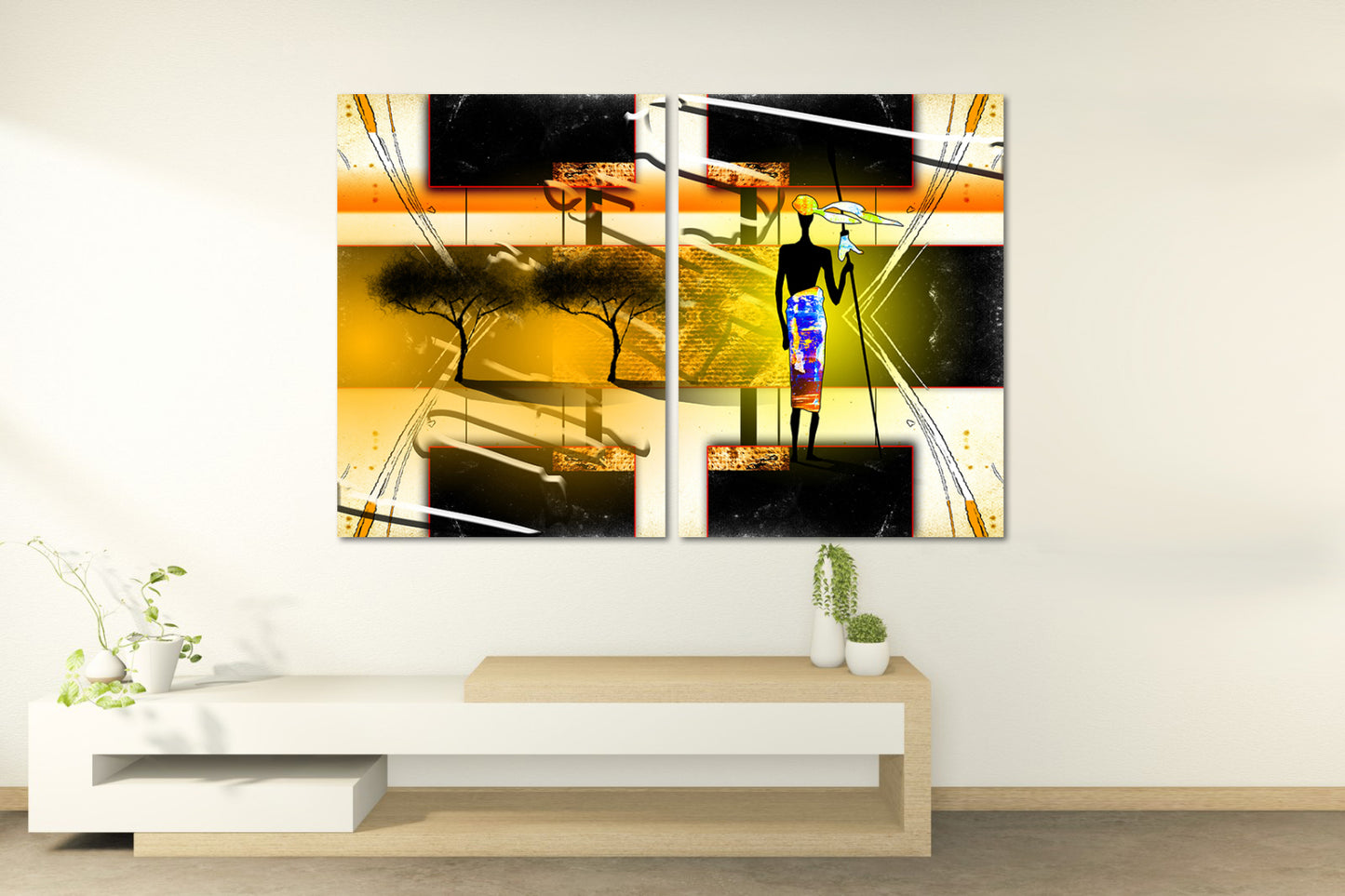 Afrikanische ethnische Retro-Illustration Abstrakte afrikanische Wandkunst Masai Leinwanddruck afrikanische Leinwand Kunst Malerei Masai Malerei Skurrile Kunst