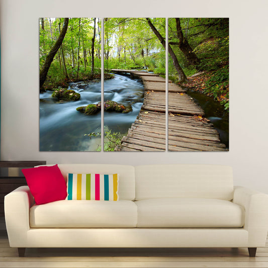 Print wall art Nature painting Forest wall art paintings on canvas home wall decor wood wall art extra large wall art pink