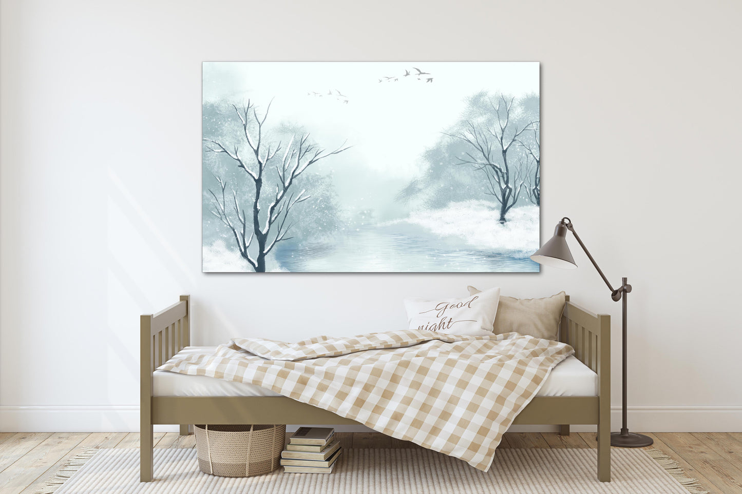 Winterwunderland Wake Forest Modernes abstraktes Leinwandgemälde Original Wandkunstdruck auf Leinwand Unikat Geschenk Wanddekoration