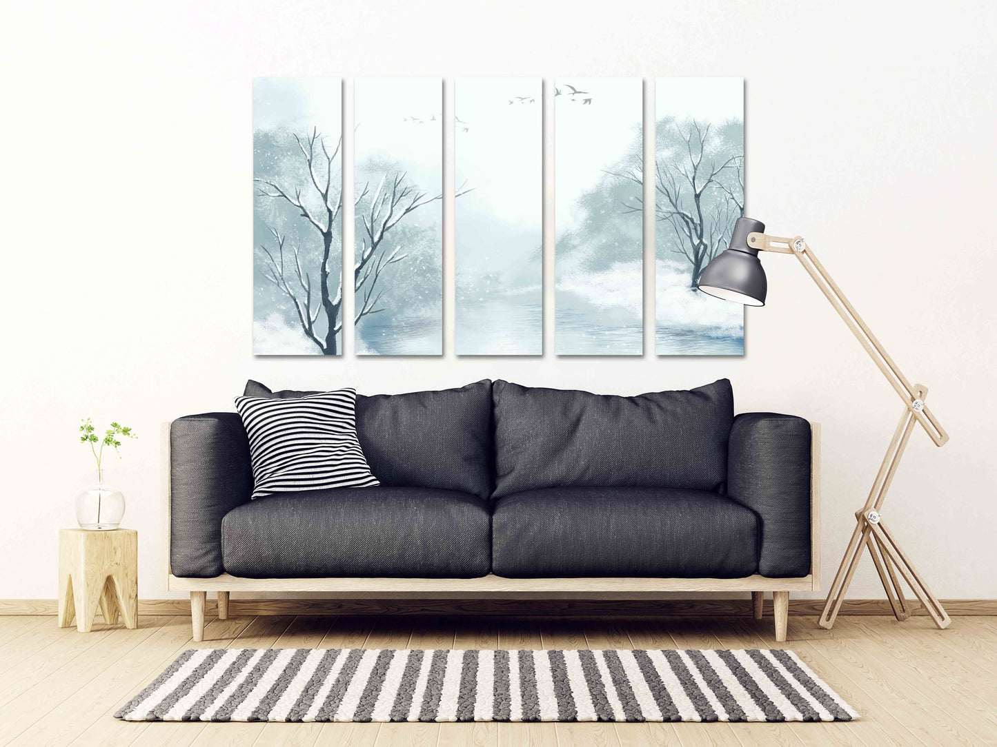 Winterwunderland Wake Forest Modernes abstraktes Leinwandgemälde Original Wandkunstdruck auf Leinwand Unikat Geschenk Wanddekoration