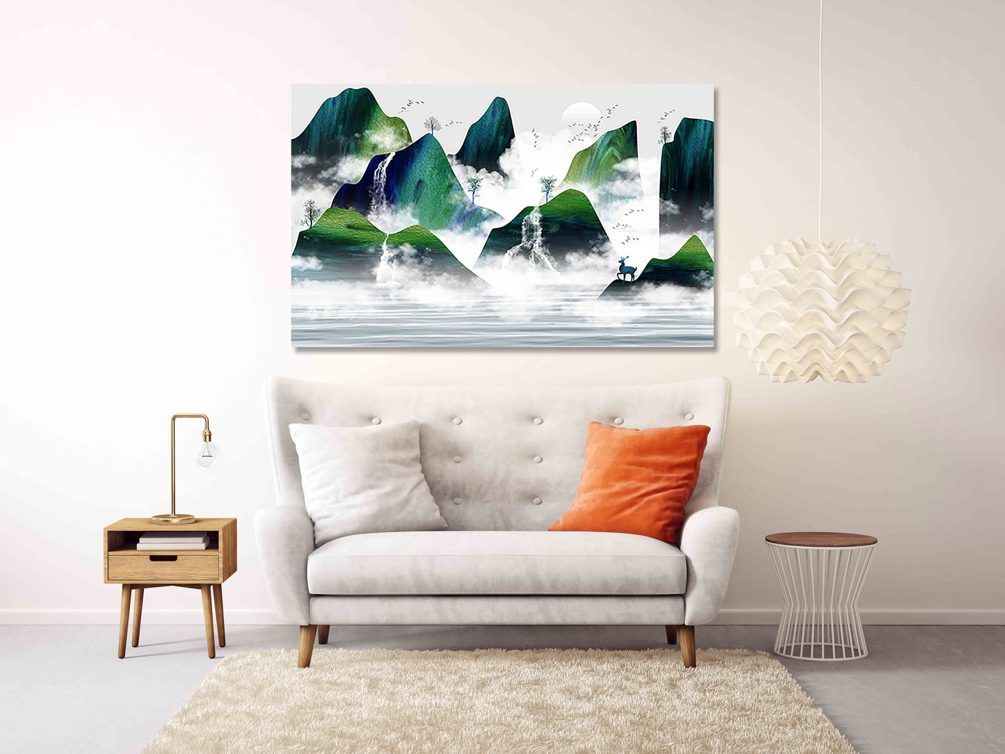 Smoky Mountains Wand Smaragdgrüne Wanddekoration Moderner Druck Wandkunst Poster Multi Panel Leinwand Wanddekoration Abstrakte Malerei Leinwanddrucke