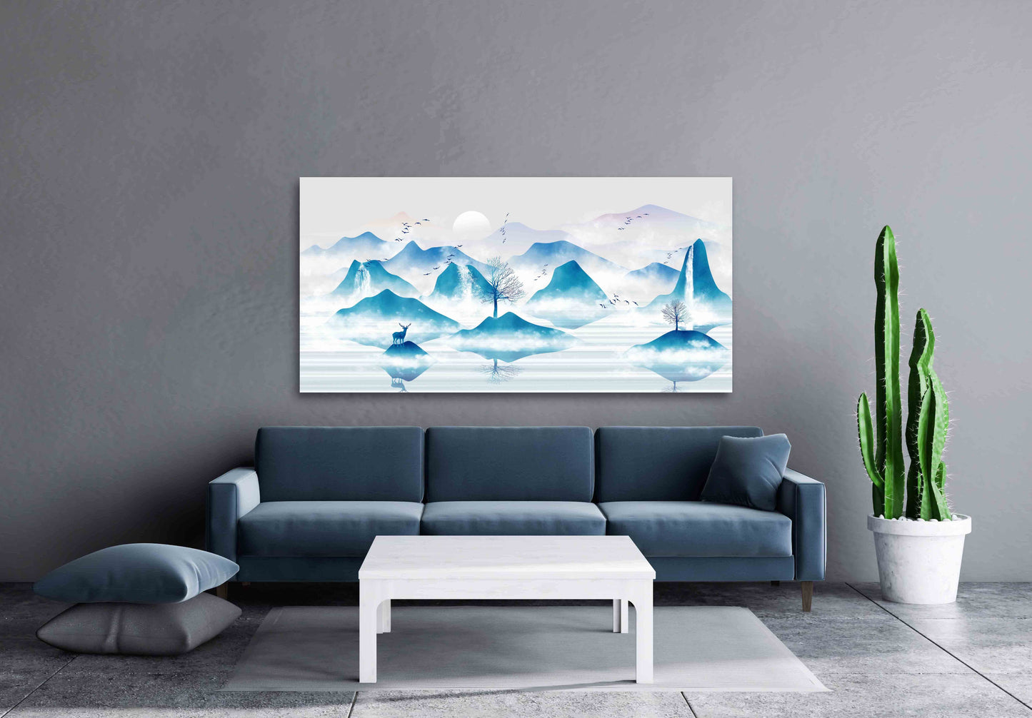 Rauchige Berge Wandkunst Blue Ridge Mountains Wandkunst Wanddekoration Outdoor Berge Wandkunst Hirsch druckbares Leinwandgemälde