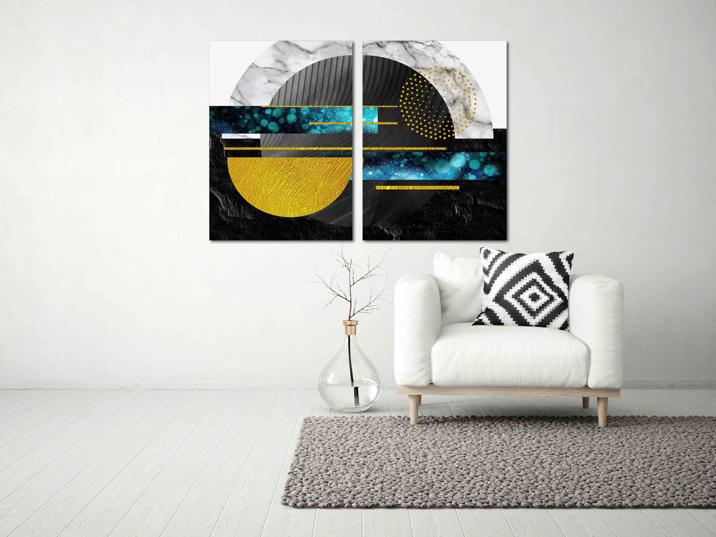 Geometrische Muster Moderne abstrakte Kunst Wandcollage-Set Mehrteilige Leinwand Wandkunst Leinwandgemälde Abstrakte Wandkunst Wohnwanddekor