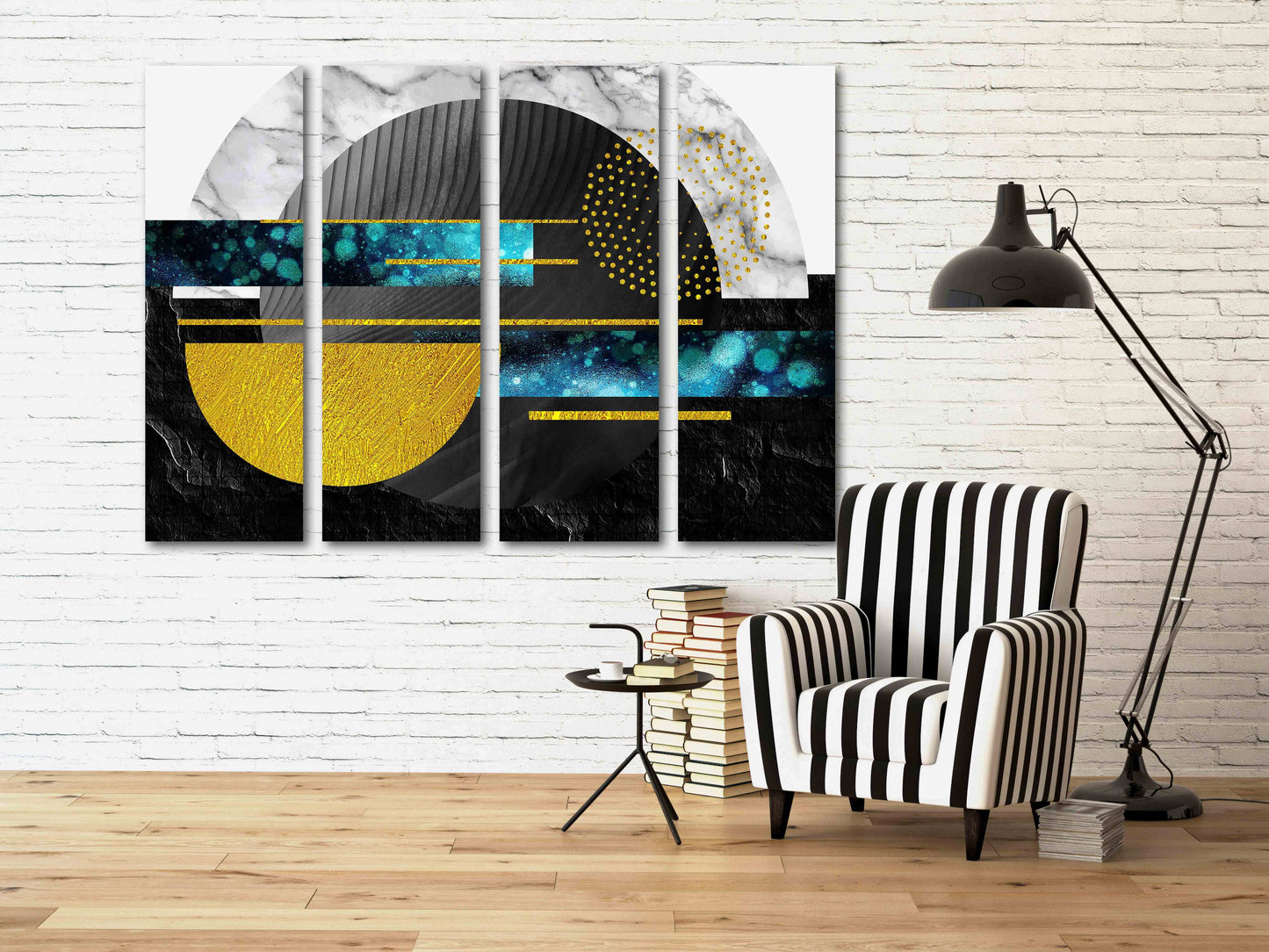 Geometrische Muster Moderne abstrakte Kunst Wandcollage-Set Mehrteilige Leinwand Wandkunst Leinwandgemälde Abstrakte Wandkunst Wohnwanddekor