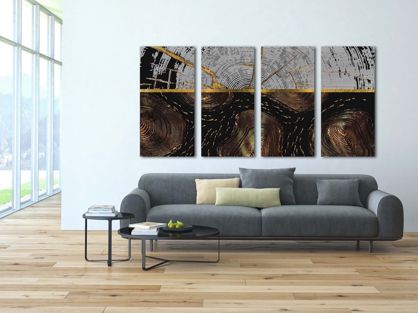 Schwarz-goldene abstrakte Wandkunst, abstraktes Gemälde, mehrteilige Wandkunst, Geschenk zur Wohnungserwärmung, Wanddekoration, 3-teilige Leinwand