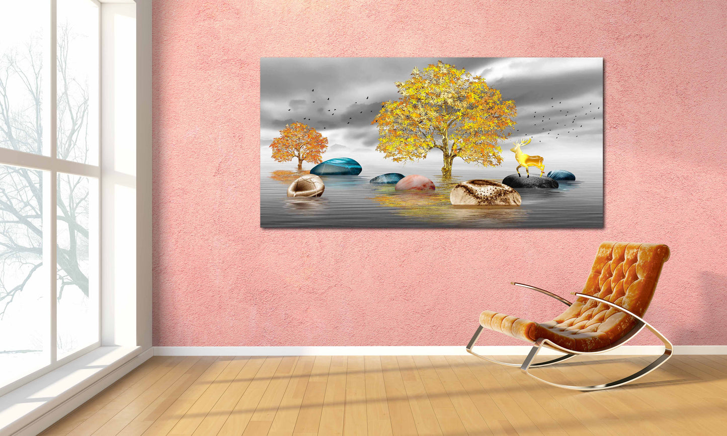 Baum des Lebens See Gemälde Original Kunst See Wandcollage Kit Leinwandgemälde Großes Panel Wandkunst Bilderrahmen Home Wanddekoration Bild