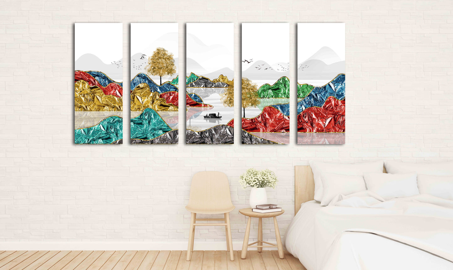 Bergsee Gemälde Original Kunst See Gerahmte Wandkunst Berge Outdoor Berge Leinwand Gemälde Home Wand Dekor Felsen und Berge