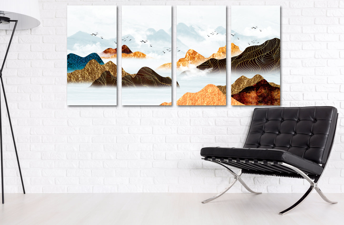 Bergsee Gemälde Original Kunst See Gerahmte Wandkunst Berge Leinwandgemälde Home Wanddekoration Felsen und Berge 3-teiliger Rahmen Leinwand