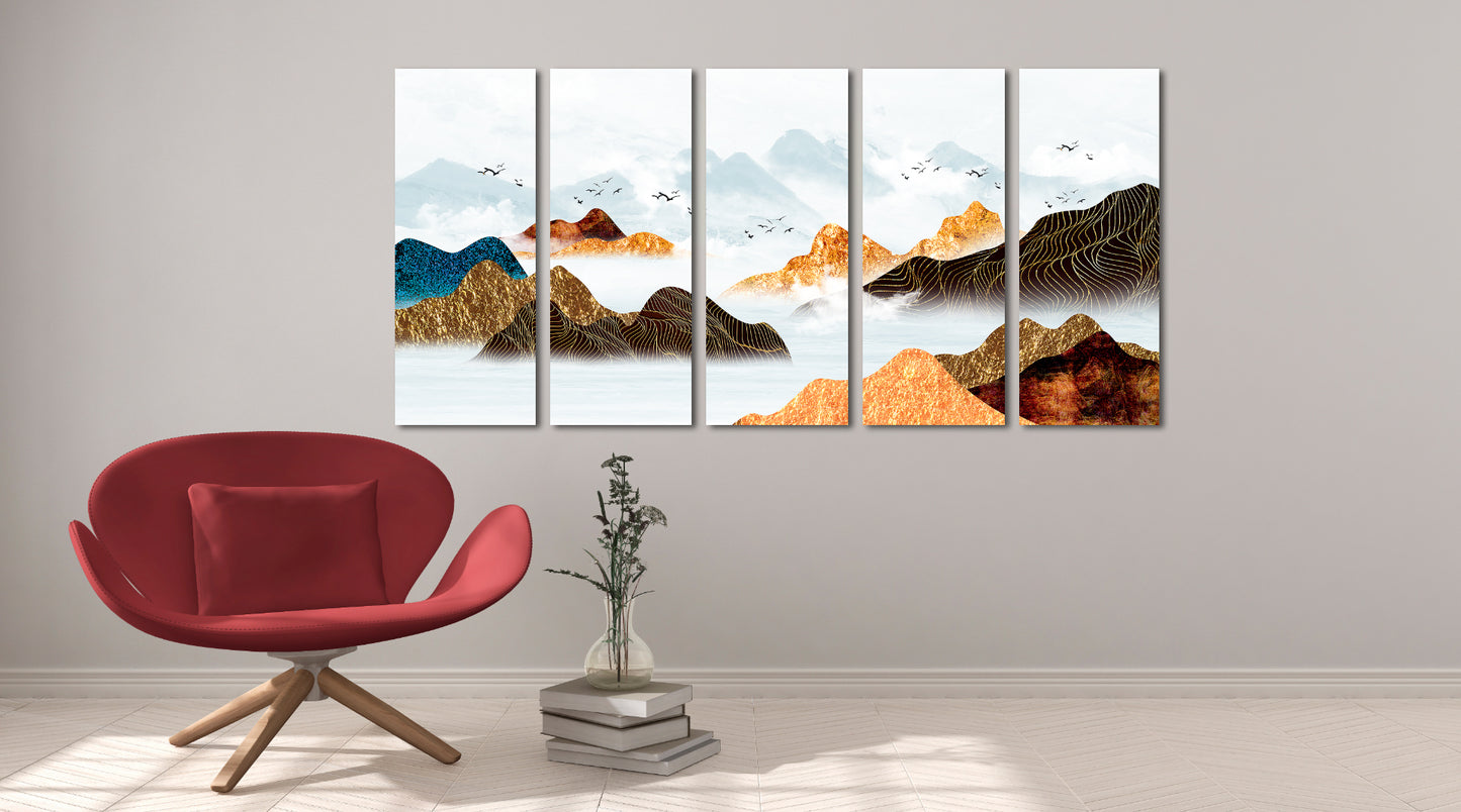 Bergsee Gemälde Original Kunst See Gerahmte Wandkunst Berge Leinwandgemälde Home Wanddekoration Felsen und Berge 3-teiliger Rahmen Leinwand