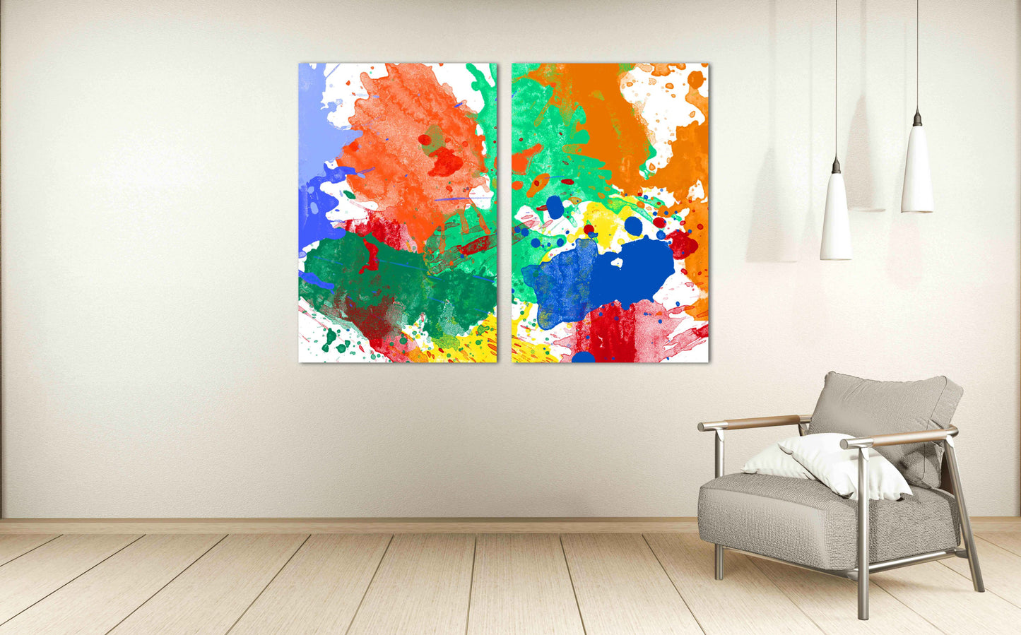 Abstrakter Druck mit Pinselstrichen, Aquarell, abstrakte Wandkunst, Heimwanddekoration, moderne abstrakte Kunst, mehrteilige Leinwand, 3-teilige Wandkunst