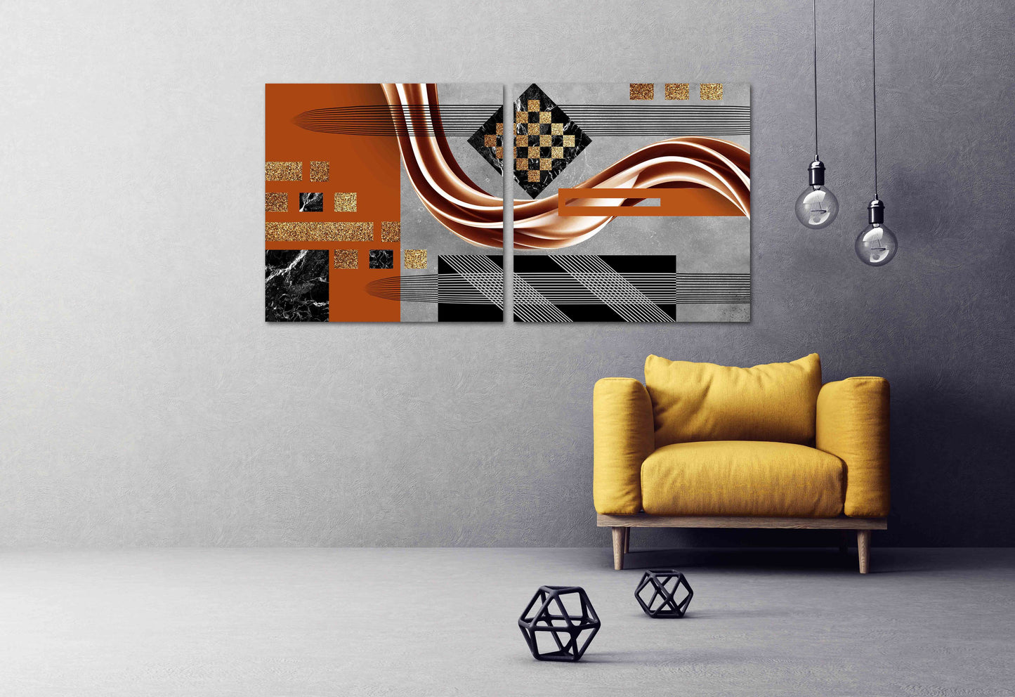 Wanddekoration für Zuhause, Leinwandgemälde, große Wandkunst, Bilderrahmen, kariertes Dekor, abstrakter Expressionist