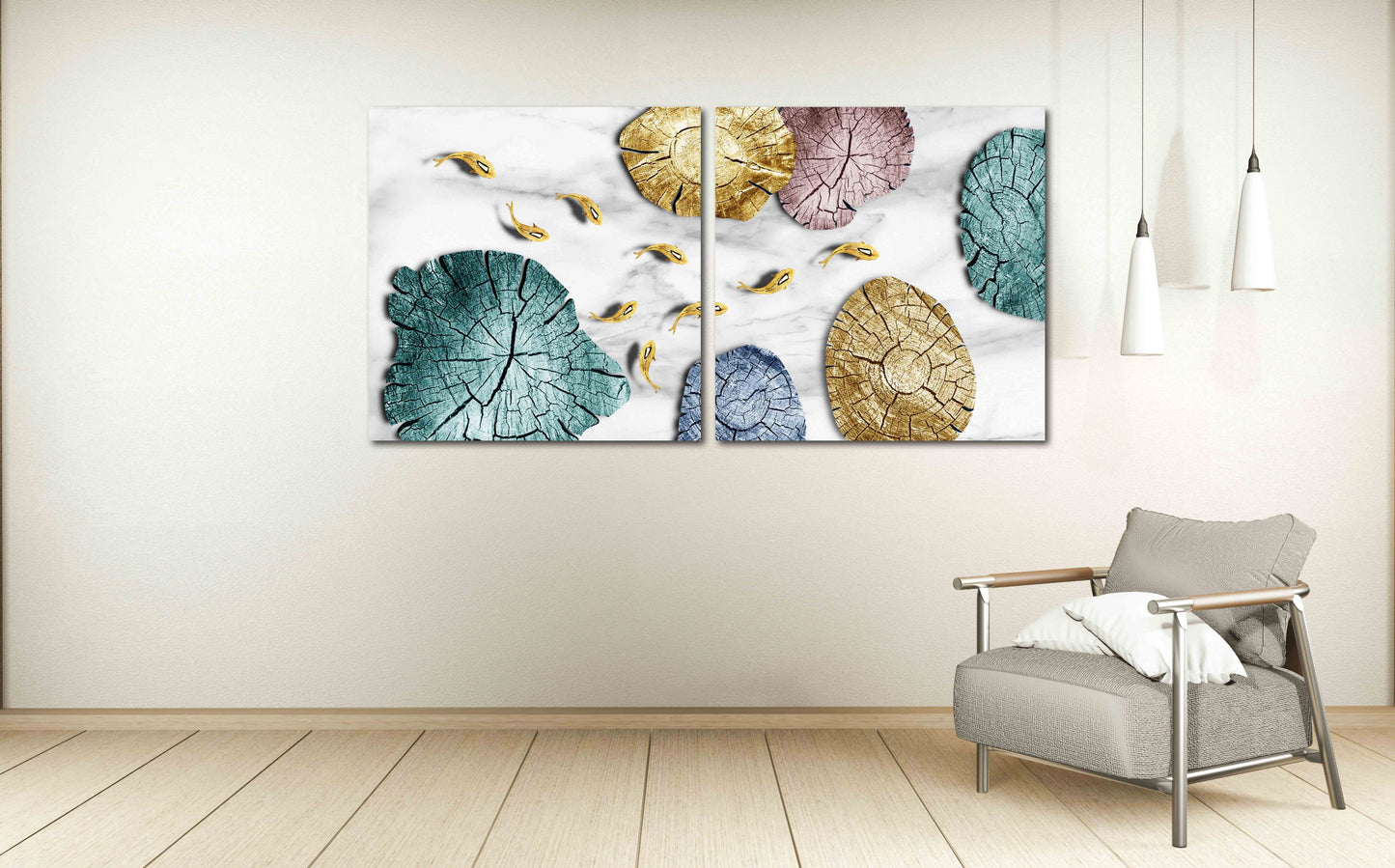 Japanische Wandkunst Schlafzimmer Wanddekoration Leinwandgemälde Abstraktes expressionistisches Gemälde 3-teiliges Leinwandbild Abstrakte Wandkunst