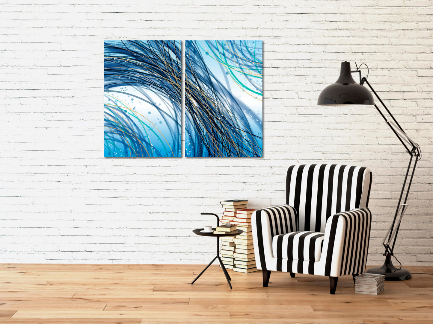 Großes abstraktes Gemälde blau und gold Abstraktes buntes Gemälde großes expressionistisches Gemälde 3-teiliger Rahmen Leinwand Home Wanddekoration