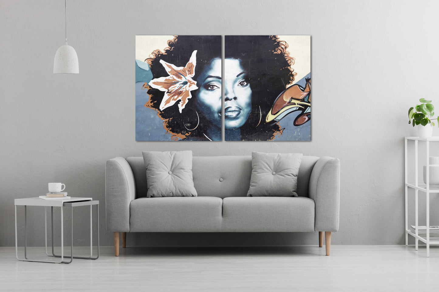 Schwarze Afrofrau Wandkunst, afroamerikanische Kunst auf Leinwand, schwarzer Frauendruck, mehrteiliges extra großes Leinwandbild