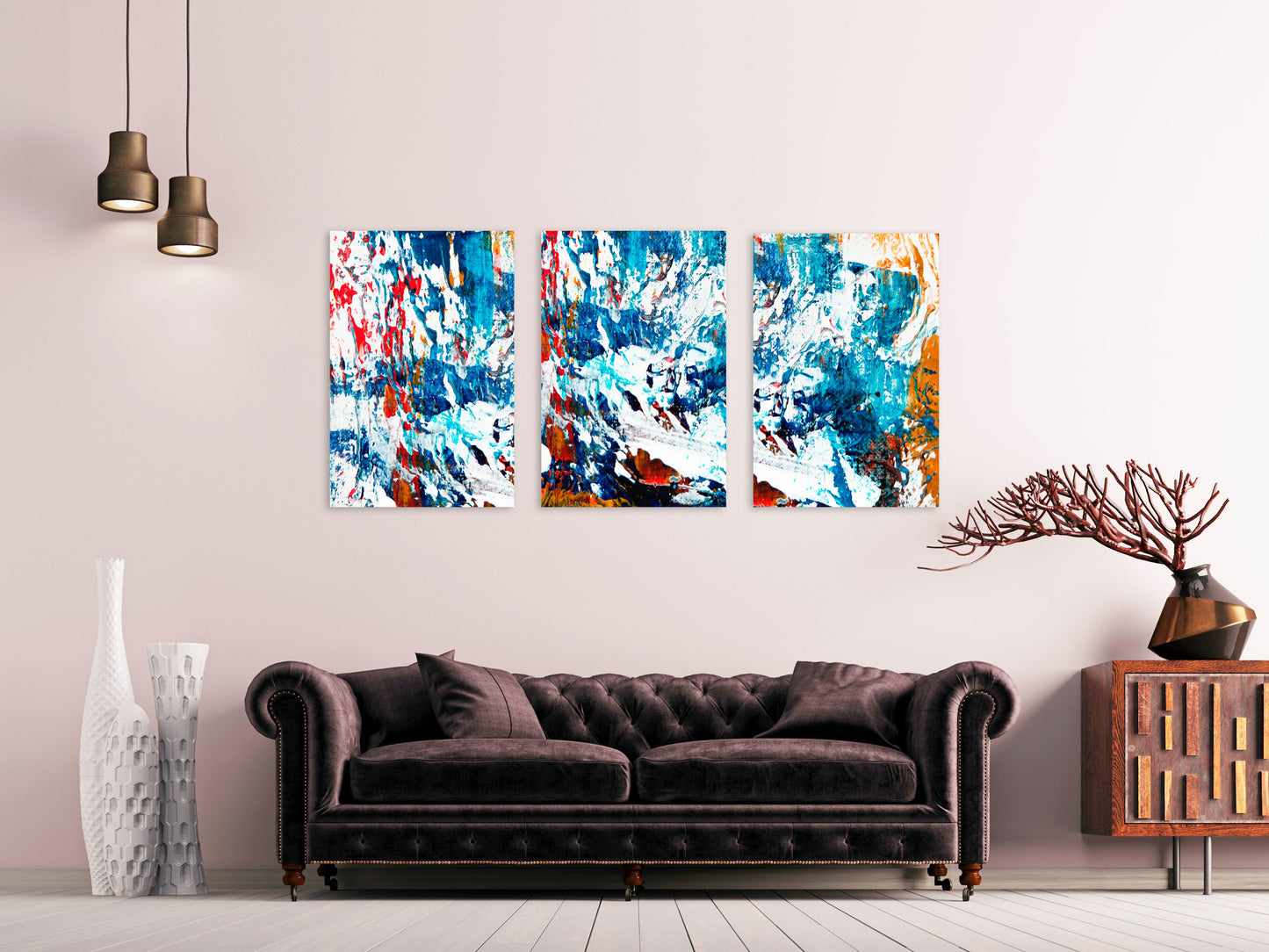 Abstract wall art modern wall art canvas abstract decorative gift printable wall art set of 3 abstract painting blue canvas wall art