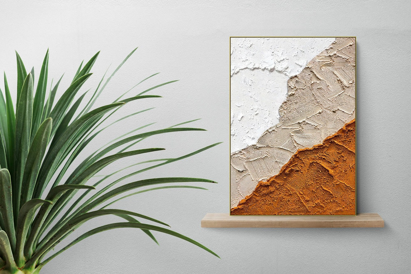 Abstract oil painting print, large conceptual wall art, floating frame artwork, printable orange gray canvas print, bedroom canvas wall art