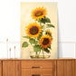 Large sunflower wall art, framed floral canvas print, printable watercolor flowers artwork, floater frame wall art, living room artwork