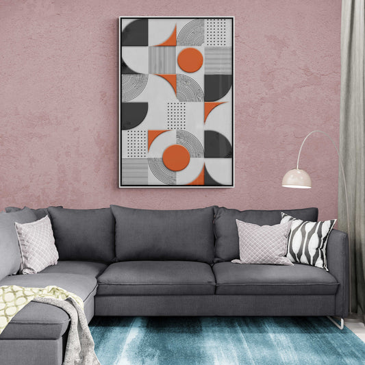 Geometric wall art, abstract canvas print, modern framed wall art, artwork in aluminum frame, living room wall art, large wall art