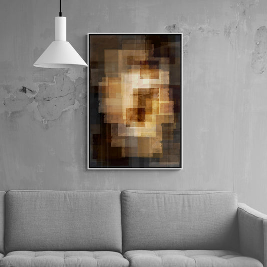 Abstract framed wall art, large conceptual wall art, dark canvas print, modern artwork, black gold wall art for living room, gift for boss