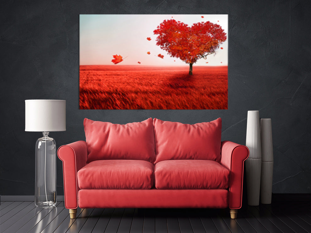 Liebes-Wandbilder auf Leinwand, Wanddekoration für Zuhause, rotes Herz-Wandbild, Valentinstagsgeschenk, Herz-Wanddekoration, Rotes Baum-Wanddekor