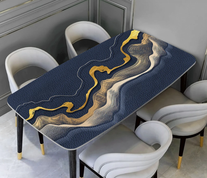 Tischdecke für einen modernen Essbereich, wasserfeste Tischfolie „Graue Blöcke“