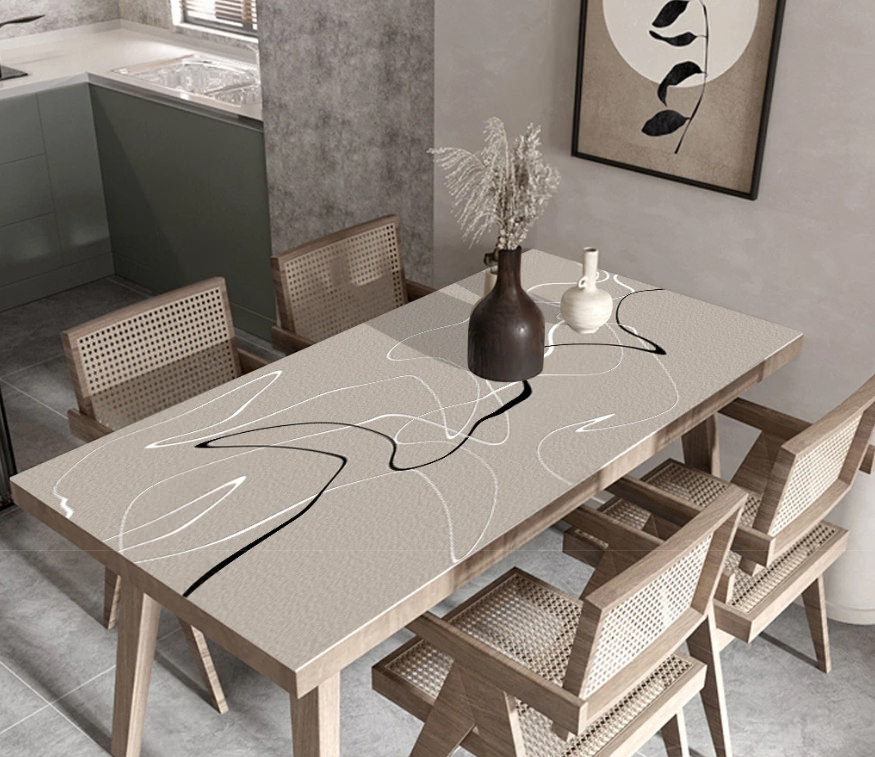 Wasserdichte PVC-Küchentischdecke, Küchenabdeckung mit Lederstruktur "Abstrakt"