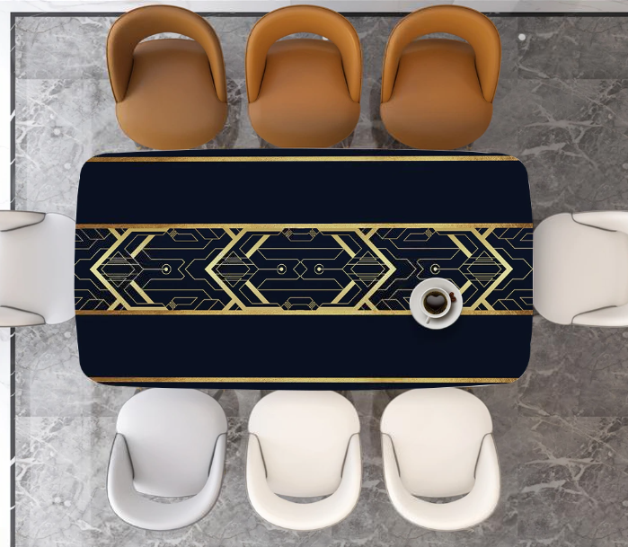 Wasserfeste Tischdecke in Lederoptik für den Küchentisch, Tischauflage mit Muster „Art Deco vibe“