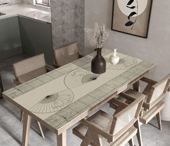 PVC-Tischdecke mit Lederstruktur für den Esstisch, Tischauflage für die Küche „Shoji“