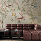 Wandbild mit Vögeln und Bäumen, botanische Japandi-Tapete, selbstklebendes Wandbild mit Sakura-Blüten, florales orientalisches Wandbild, Chinoiserie-Tapete, abziehbare und aufklebbare Tapetenwand fürs Schlafzimmer