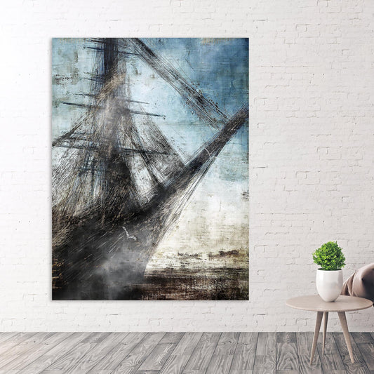 Ship wall art paintings on canvas, home wall decor, nautical wall decor, housewarming and wedding gift, seascape painting, Modern wall art