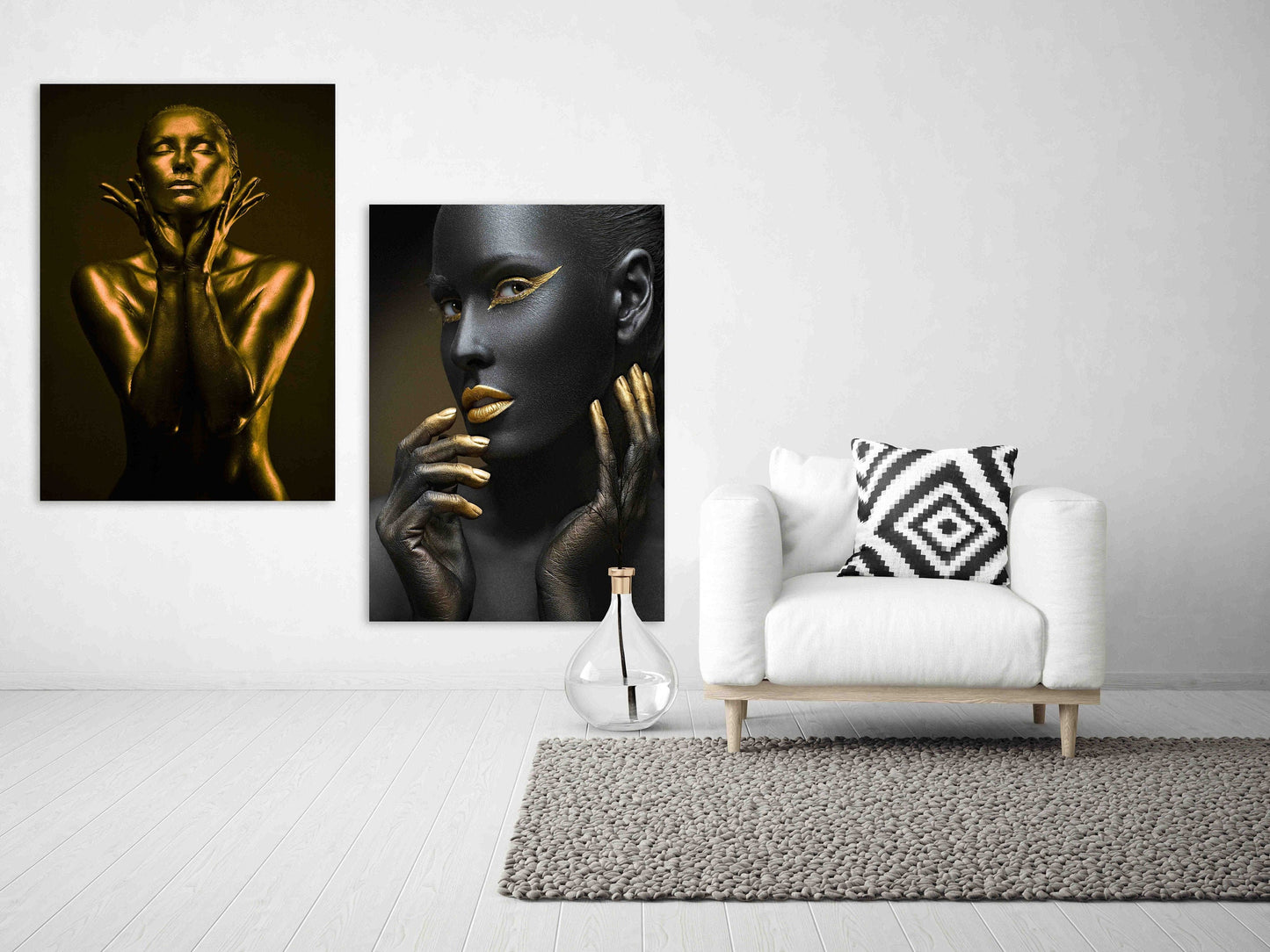 Modern wall art paintings on canvas, home wall decor, african canvas art, fashion wall art, printable wall art, 2 panel wall art