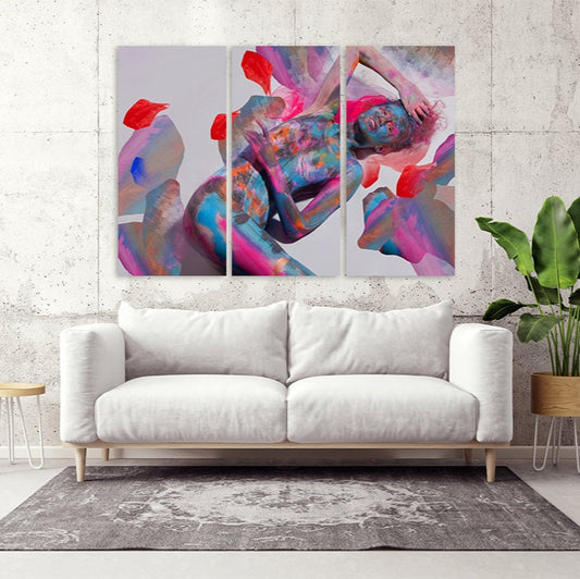 Pour painting Woman  wall art paintings on canvas, home wall decor, canvas painting Contemporary art