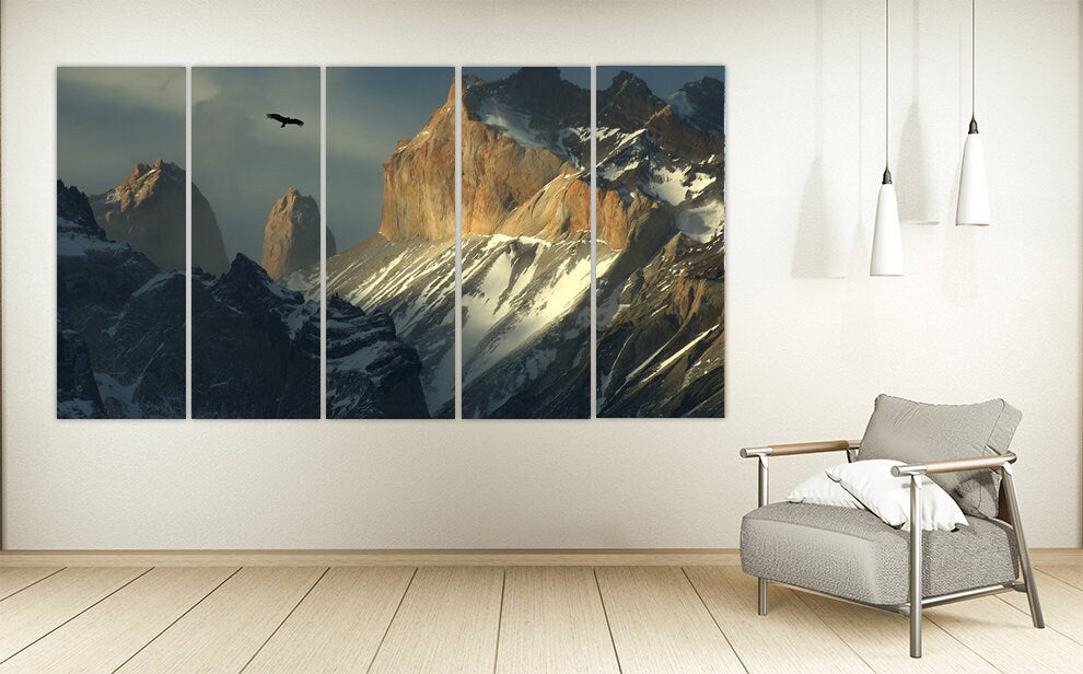 Mountains wall art paintings on canvas, wall pictures mountains, nature wall art, home wall decor, mountain art print, landscape painting