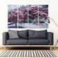 Wald Wandkunst Gemälde auf Leinwand Natur Malerei Home Wand Dekor Holz Wandkunst Multi Panel Wandkunst extra große Wandkunst rosa Bäume Kunst
