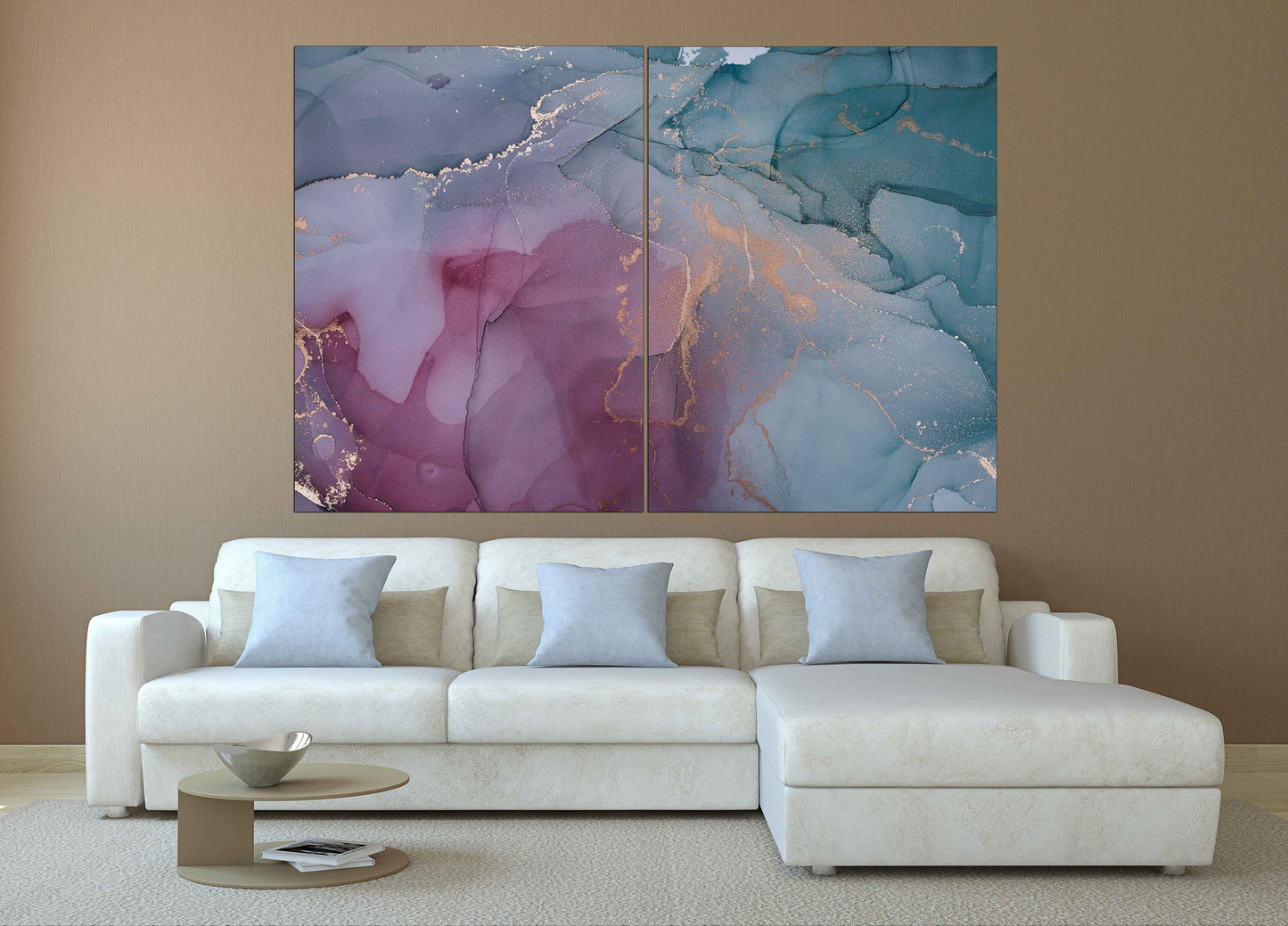 Blue marble wall art Abstract wall art paintings on canvas, home wall decor, canvas painting, housewarming gift, multi panel wall art