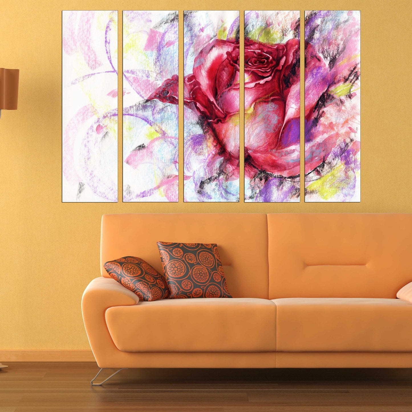 Pink roses wall art Flowers wall art paintings on canvas, home wall decor, canvas painting 3 piece wall art 4 panel wall art 5 panel canvas