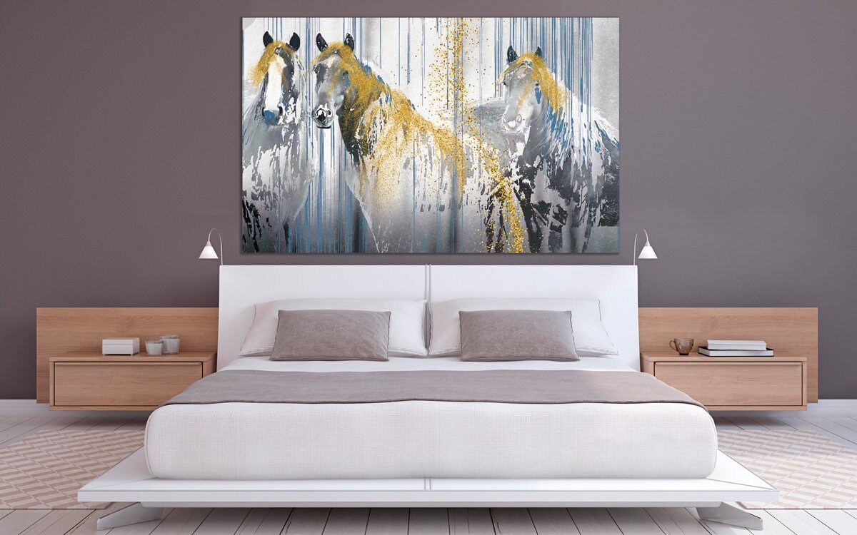 Horse wall art Amazing hand drawn horse paintings on canvas home wall decor canvas painting horse printable art large canvas art