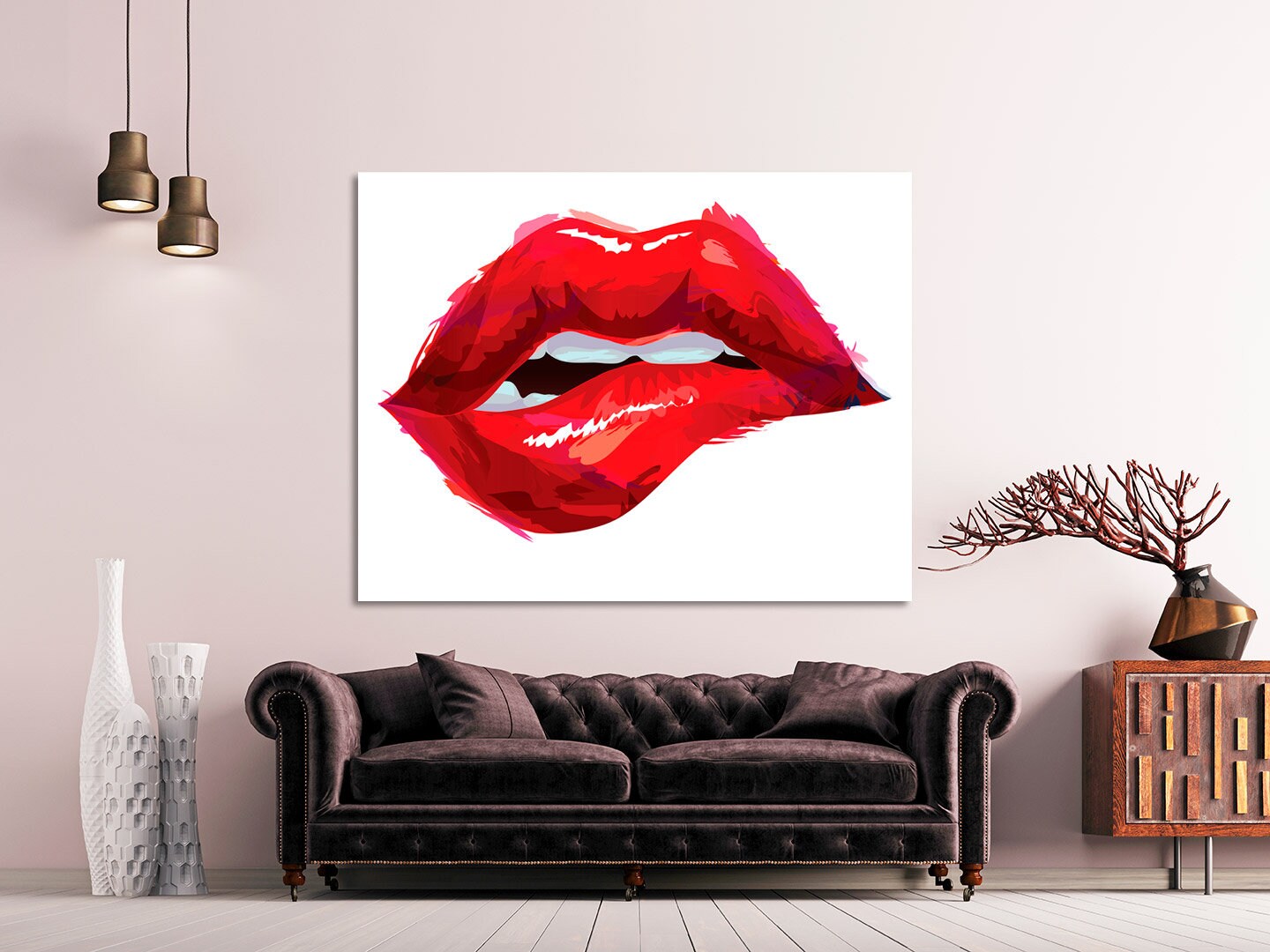 Red lips canvas print Fashion wall art Modern wall decor paintings on canvas very large canvas paintings